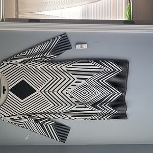 Tiana B  cream/black abstract print dress